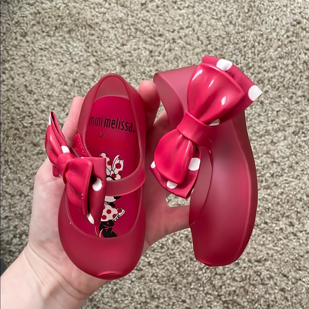 Mini Melissa Kids' Pink Minnie Mouse Bow Shoes